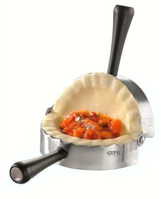 GEFU Ravioli- & Maultaschenformer RAVENNA - Teigausstecher Rund 8 cm | Klappbare Form für frische Teigtaschen, aus Edelstahl & Kunststoff, ergonomische Griffe, spülmaschinengeeignet & robust