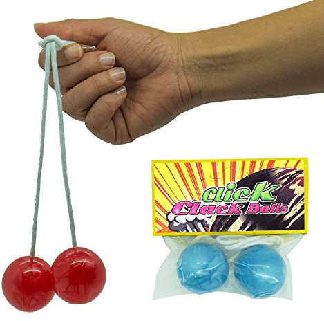 Gifton - Vintage Toys Clackers Balls - Plastic Click Clack Balls - Novelty Gift for Kids Boys Girls Children Child Him Her Birthday Present Christmas Stocking Filler (1 Pack)