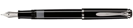 Pelikan Füllhalter Classic 205, Schwarz, Feder F (fein), hochwertiger Kolbenfüller im Geschenk-Etui, 972075