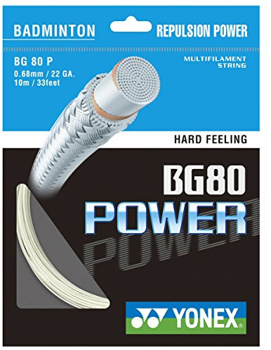 YONEX BG 80 Power Badminton String Set, Color- White