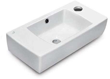 CeraStyle 001500-U-One Hole City Rectangular Ceramic Wall Mounted/Self Rimming Bathroom Sink, White