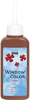 KREUL 40216 - Window Color Clear dunkelbraun 80 ml, Fenstermalfarbe auf Wasserbasis, mit glatter glasklarer Oberfläche, geeignet für Oberflächen wie Glas, Spiegel und Fliesen