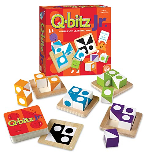 Mindware, Q-bitz Jr, Miniature Game, Ages 5+, 2-4 Players, 15 Minutes Playing Time