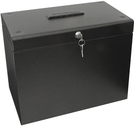 Cathedral Products A4 Steel File Box with Starter Pack of 5 Suspension Files - Black