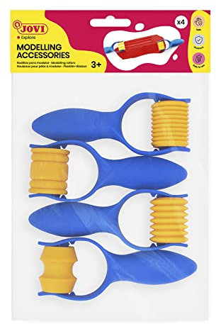 Jovi - Rouleaux pour Modeler différentes Textures, 4 unités, Idéal pour façonner Vos créations avec de l'argile, de la Boue ou de la pâte à Modeler, Outils de différentes Formes (426)