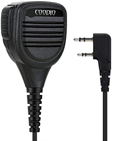 Coodio Profi Lautsprechermikrofon 2 Pin Handmikrofon Lautsprecher Abgesetzte Mikrofon [IP54 Wasserdicht] Polizei Security Für Kenwood Baofeng Wouxun PMR
