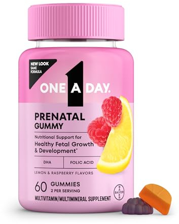One A Day Prenatal Vitamins for Women Gummies- Pregnancy Vitamins for Women with Folic Acid, DHA, Iodine, Prenatal Gummies, Iron-Free, 60 Ct