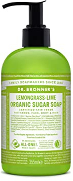Dr. Bronner's Sugar Soap Flüssigseife, Zitronengrass & Limette, Sandelholz, 0,480 kg
