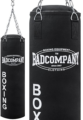Bad Company Boxsack inkl. Vierpunkt Stahlkette I Canvas Punchingsack, gefüllt I 100 x 30 cm