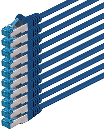 1aTTack.de Câble réseau CAT6a Cat6 Cat6 1,5 m 10 Gbit/s | bleu - 10 pièces | CAT 6a | S-FTP | double blindage