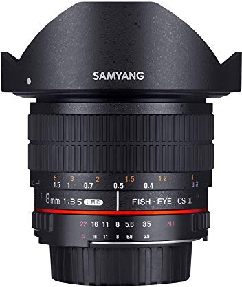 Samyang 3.5/8mm Objektiv Fisheye II DSLR Sony A manueller Fokus Fotoobjektiv, Superweitwinkelobjektiv schwarz