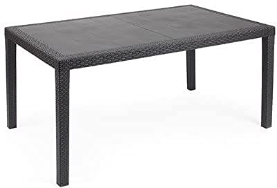 SATURNIA Mesa Resina Ratan Antracita Prince150x90 cm.