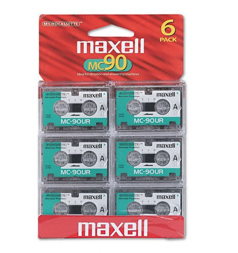 Maxell MC90 Dictation and Audio Cassette 90 Minute 6 Pack