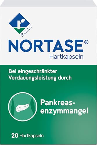 NORTASE - Verdauungsenzyme bei Bauchspeicheldrüsenschwäche - säurestabile Rizoenzyme - wirkt im Magen & Darm - bei Blähungen, Durchfall & Völlegefühl nach fettigen Mahlzeiten - 1x20 Hartkapseln