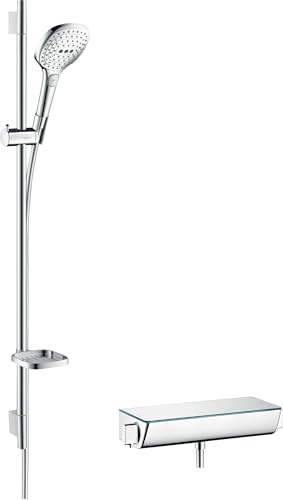 hansgrohe Set ECOSTAT SELECT COMBI 27039400 m.Brausestange. 0,90m weiss/verchromt, Chrom