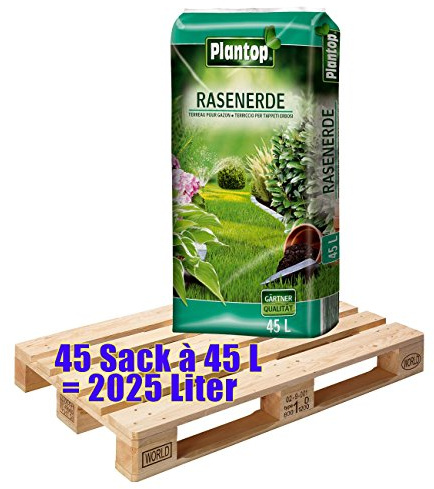 Plantop Rasenerde 45 Sack á 45L 2025 Liter Qualitäts-Rasensubstrat Rollrasenerde