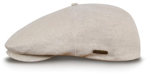 Sterkowski Modell Swede | 100% Naturleinen Schiebermütze für Herren und Frauen | Cabrio Shirm Cabriolet Sommerkappe Ungefütterte Atmungsaktive Ivy Vintage Gatsby Elegantee Beige 54