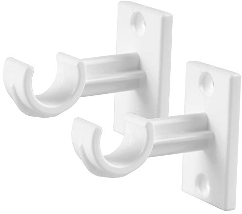 Bestlivings 2er Pack Ersatzträger für Gardinenstangen bis Ø 12 mm in Weiß (L 3,5 cm), Träger für Cafehausstangen, Scheibenstangen