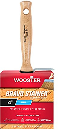 Wooster Brush Available F5119-4 Bravo Stainer Bristle/Polyester Stain Brush, 4 Inch, 4-Inch , White