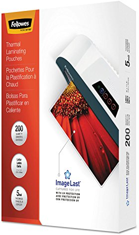 Fellowes Thermal Laminating Pouches, ImageLast, Jam Free, Letter Size, 5 Mil, 200 Pack (5245301)