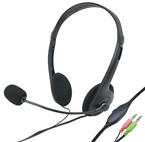 Waytex 69114-Cuffie stereo multimediali con microfono e regolazione del volume, colore: nero