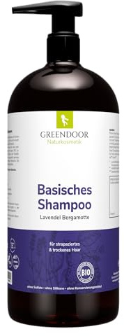 GREENDOOR Bio Natur Shampoo Lavendel Bergamotte 500ml für strapaziertes trockenes Haar, basische natürliche Haarpflege ohne Sulfate Silikon Parabene, natural