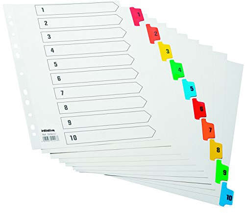 [10 Pack] A4 Strong Numbered 1-10 Ring Binder File Index Dividers Subject Folder Cards
