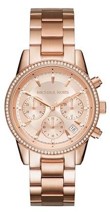 Michael Kors Ritz Chronograph Rose Gold Stainless Steel Strap Women's Watch MK6357
