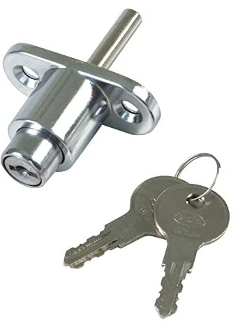 Amig - Serratura di sicurezza per finestre scorrevoli Mod.45 | Serratura a sovrapposizione con 2 chiavi + viti per il montaggio | Acciaio cromato | Misure: 53 x 23 mm