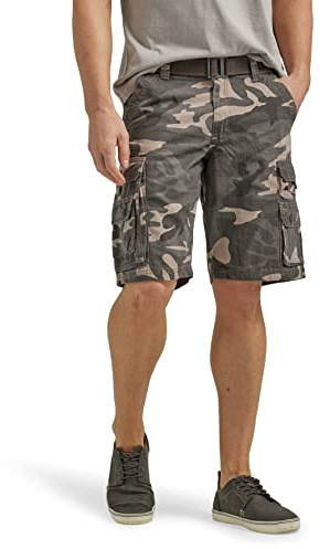 Lee Men's Dungarees Belted Wyoming cargo shorts, Ash Camo, 36 UK