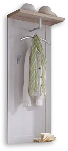 ROMANCE Garderobenpaneel in Sibiu Lärche / Eiche San Remo Optik - Landhausstil Hutablage & zuverlässige Wandhaken für Jacken & Taschen - 59 x 143 x 30 cm (B/H/T)