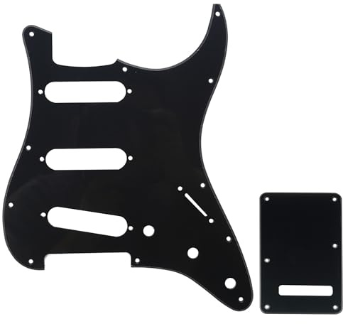 Musiclily SSS Strat Schlagbrett Pickguard und Tremoloabdeckung Back Plate Set für Fender American/Mexican Standard Stratocaster Modern Style E-Gitarre, 1 lagig Schwarz