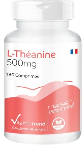 Vitamintrend L-Theanin hochdosiert 500mg, 180 Tabletten, Aminosäure, veganes Nahrungsergänzungsmittel ohne Zusätze, in Deutschland hergestellt