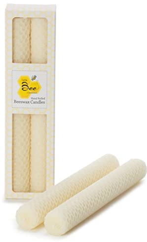 8 Hand Rolled Beeswax Taper Candle - Little Bee of Connecticut (One Pair)
