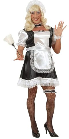 W WIDMANN MILANO Party Fashion - Costume de soubrette pour homme, robe, tablier, coiffe, collier, manchettes, jarretière, carnaval, fête à thème