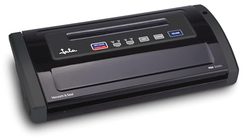 Jata EV1026 Envasadora al Vacío, 130 W, Potencia de Succión 0,85 bar, Capacidad de la Bomba 12 L por min, Permite el Vacío de Recipientes, Apta Bolsas 28 cm de ancho, Para Alimentos Secos y Salsas, Incluye 1 Recipiente Hermético 2 Rollo 2 Bomba Vacío Vino