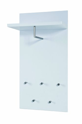 HAKU Möbel Wandgarderobe edelstahloptik, weiß, MDF, Metall - Maße: B 49 cm x H 100 cm x T 31 cm, Style: Modern