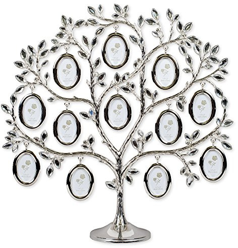 Elegante marco de fotos de metal con árbol genealógico de 30,5 x 30,5 cm
