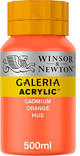 Winsor & Newton 2150090 Galeria Acrylfarbe, hohe Pigmentierung, lichtecht, buttrige Konsistenz, 500 ml Topf - Kadmiumorange