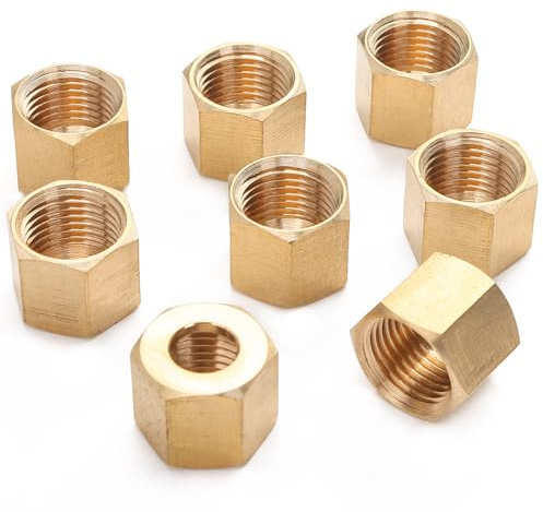 LTWFITTING 1/4-Inch Brass Compression Nut,Brass Compression Fitting(Pack of 25)
