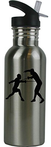 Personalisierte Custom Fencers, Fechten, Edelstahl Wasser Flasche mit Trinkhalm Top 20 Unze Sport Wasser Flasche anpassbare