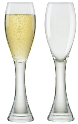 Anton Studio Designs Manhattan Handgefertigte Champagnerflöten Perfektes Partygeschirr für Hochzeiten und Feiern - 250 ml - Transparent - Set mit 2 eleganten Champagnergläsern