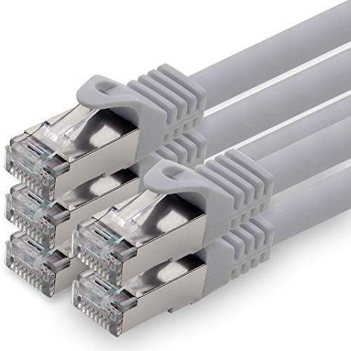 1aTTack.de 1.0m - gray - pack of 5 CAT.7 network cable patch cable SFTP PIMF LSZH Gigabit Lan cable 10Gb s cat7 raw cable with RJ45 connector Cat6a compatible with CAT5 CAT6 cat7 cat8