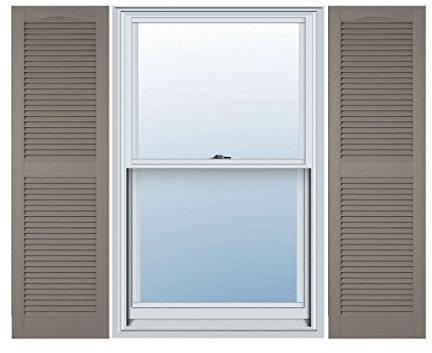 Ekena Millwork Lifetime Vinyl LL1S12X07500CL Standard-Klappläden mit Kathedralenaufsatz in der Mitte, mit offenen Lamellen, mit Montagezubehör, Verschlüssen und passenden Schrauben (pro Paar), 30,5 x