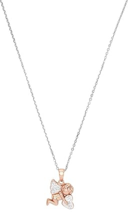 Amor Damen-Kette mit Anhänger Engel Herz bicolor 925 Silber teilvergoldet Zirkonia weiß 42 cm - 496902