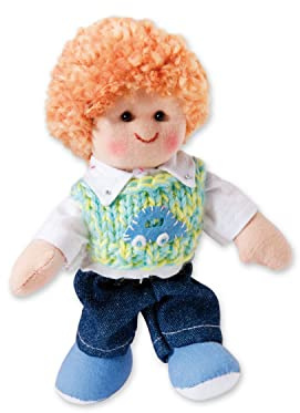 Heless 101 - Stoffpuppe Junge Felix mit Jeans, Ringelshirt und Halstuch, ca. 15 cm große Weich-Puppe zum Kuscheln, Spielen und Liebhaben
