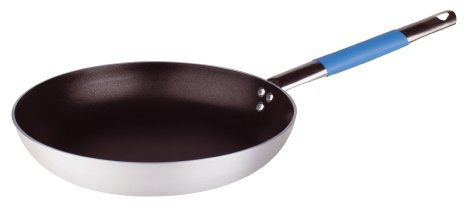 Pentole Agnelli Linea Cookware System Padella Svasata Bassa con Manico Tubolare Inox Cool, Diametro 40 cm, Argento/Azzurro Pesce