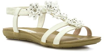 Lilley Stella Womens White Flower Crochet Sandal - Size 5 UK - White