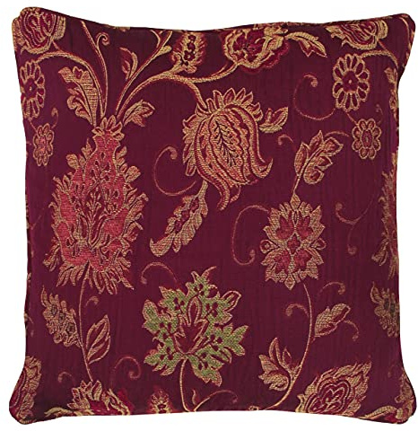 Paoletti Zurich Cushion Cover – Textured Luxury Cushion Cover with Piped Edges (Burgundy – 45 x 45cm)
