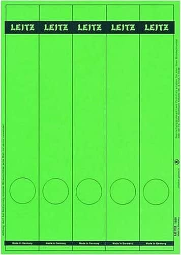 Leitz PC-beschriftbare Rückenschilder selbstklebend für Standard- und Hartpappe-Ordner, 125 Stück, Langes und schmales Format, 39 x 285 mm, Papier, grün, 16880055